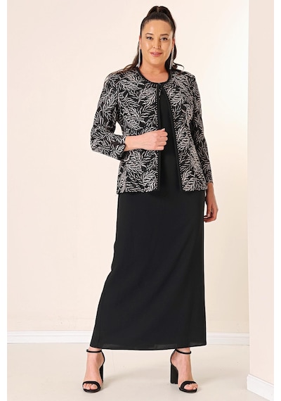 By Saygı Yakası Boncuk Nakışlı Uzun Elbise Boncuk Pul Nakışlı Ceket Astarlı Büyük Beden 2'li Takım-35349-pudra Pudra By Saygı Yakası Boncuk Nakışlı Uzun Elbise Boncuk Pul Nakışlı Ceket Astarlı Büyük Beden 2'li Takım-35349-pudra Pudra