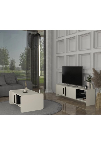 Venera Tv Sehpası Kumtaşı - Senkronsiyah 150 Cm Safir