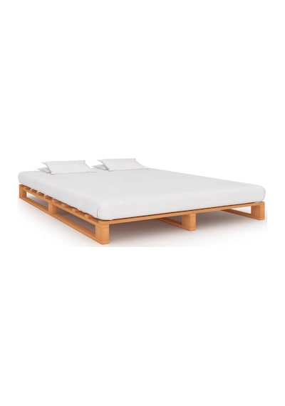 200cm X 200cm Masif Ahşap Platform Çift Kişilik Karyola Ceviz Renk 200x200 Cm