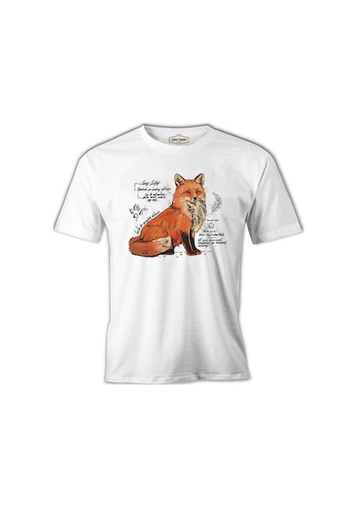 A Fox Sketch With Handwritten Notes Beyaz Erkek Tshirt 001