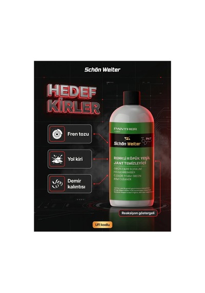 Schön Weiter Araç Oto Yeşil Jant Temizleyici - Renkli Köpük Sprey 500ml Panther