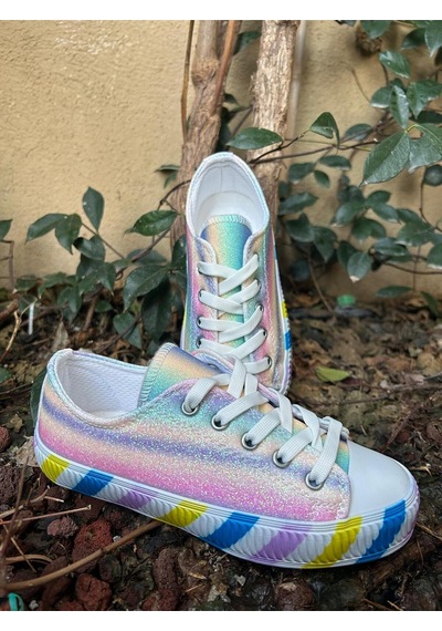 Scarpe Magiche Gökkuşağı Tabanlı Kız Çocuk Sneaker Parlak Kumaş, Günlük Kullanım Çok Renkli Scarpe Magiche Gökkuşağı Tabanlı Kız Çocuk Sneaker Parlak Kumaş, Günlük Kullanım Çok Renkli