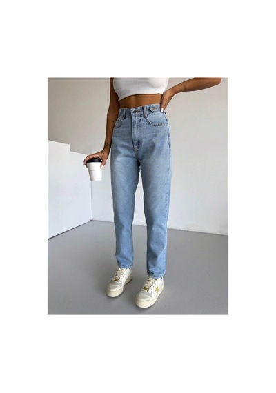 Kene Jeans Taş Kemer Apolet Detaylı Mom Jeans Taş