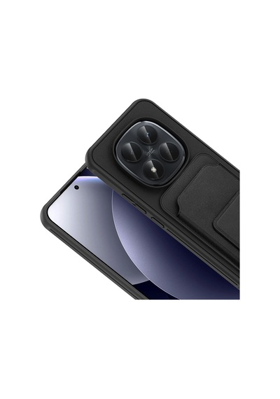 Redmi Note 15 Pro Kılıf Deri Dokulu Ve Kartlıklı Bikart Tpu Premium Kapak Siyah