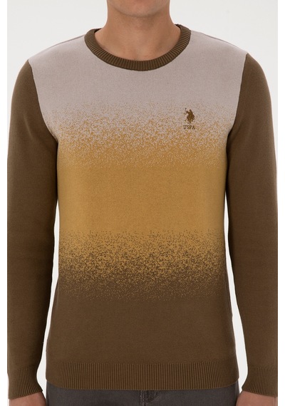 U.S. Polo Assn. Erkek Regular Fit Bisiklet Yaka Haki Kazak 50314985-VR027