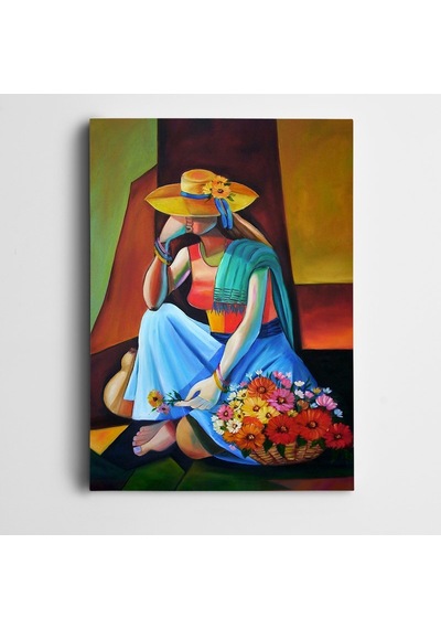 Sanatsal Çizim Asimetri Dekoratif Dev Boyut Kanvas Tablo 100 X 140 Cm