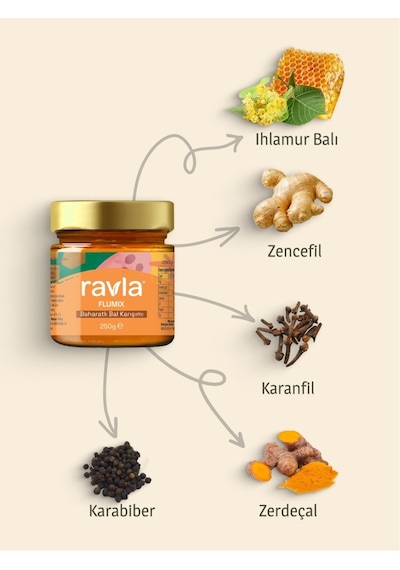 Ravla Flumix Baharatlı Bal Karışımı - 250g