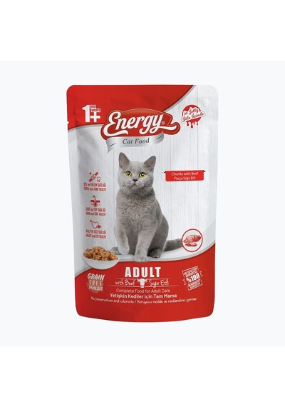 Energy Sığır Etli Yetişkin Yaş Kedi Maması - 85 G