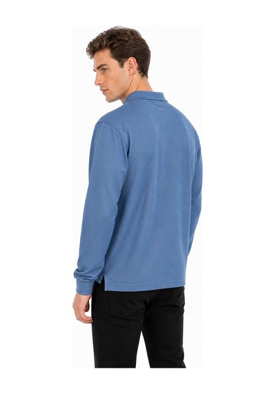Dynamo Erkek Büyük Beden Mevsimlik Polo Yaka Cepli Sweatshirt Bgl-st05367 Mavi