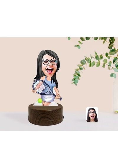 Kişiye Özel Kadın Tenis Oyuncusu Karikatürlü Dekoratif 3D Biblo L (481497822)
