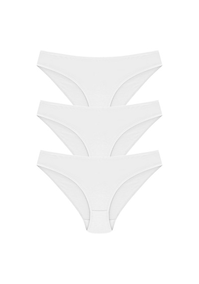 Casual Lingerie Pamuklu Bikini Model  3'Lü Paket Beyaz Kadın Külot Beyaz