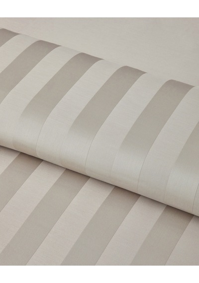 Deluxe Çizgili Pamuk Saten Çift Kişilik Çarşaflı Nevresim Takımı 200x220 Cm Fildişi
