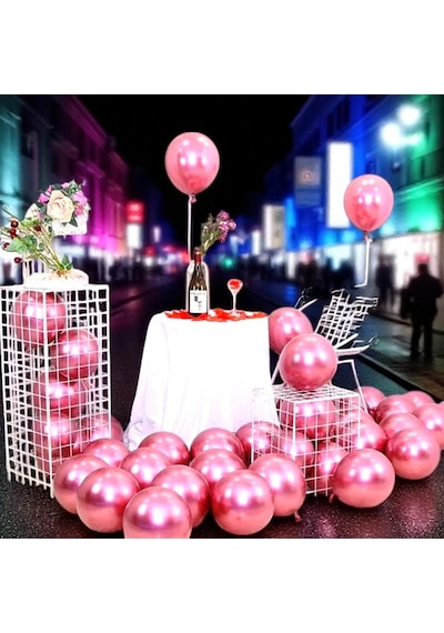 Ultra Yüksek Kalite 50adet Pembe Krom Balon Aynalı Balon Parlak Balon Metalik Balon Krom Pembe Balon PEMBE