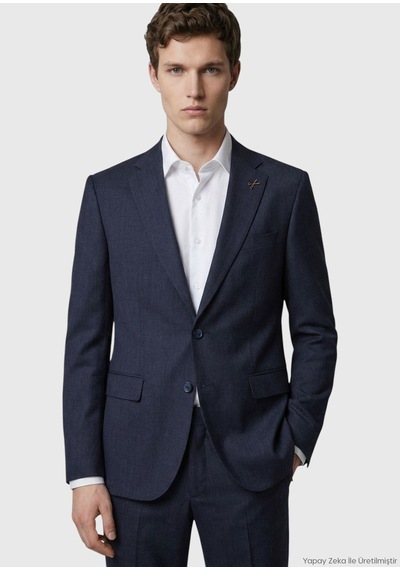 Ramsey Antrasit Düz Modern Fit %100 Yün Takım Elbise