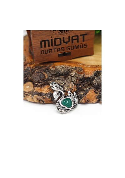 Zümrüt ve Markazit Taşlı Kuğu Model Gümüş Kolye 201021605