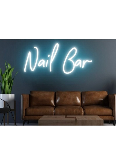 Nail Bar Yazılı Neon Tabela Turkuaz
