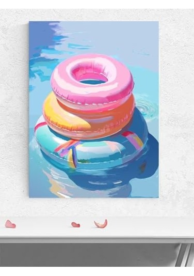 Floats Yaz Yüzüşleri Pop Art Deniz Manzaralı Poster - Afiş - Dekoratif Duvar Poster -