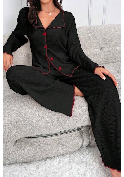 Bella Notte Kadın Siyah Uzun Kollu Pijama Takımı