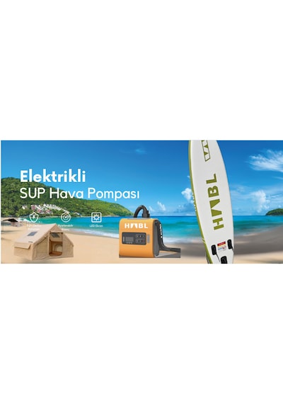 Habl Şarjlı Dijital Şişirme Pompası Çadır/paddle Board/şişme Yatak Vb 22psı 1.5 Bar Siyah Turuncu