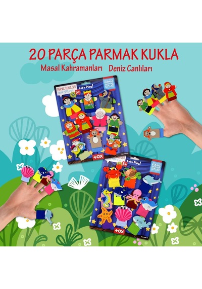 2 Set 20 Parça Tox Masal Kahramanları ve Deniz Canlıları Parmak