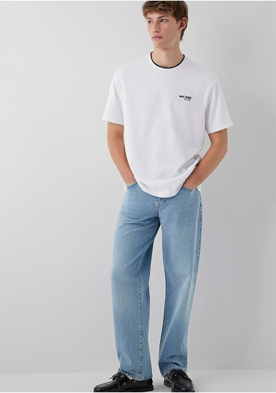 Mavi Jeans Baskılı Beyaz Tişört Loose Fit / Bol Rahat Kesim 0613498-620