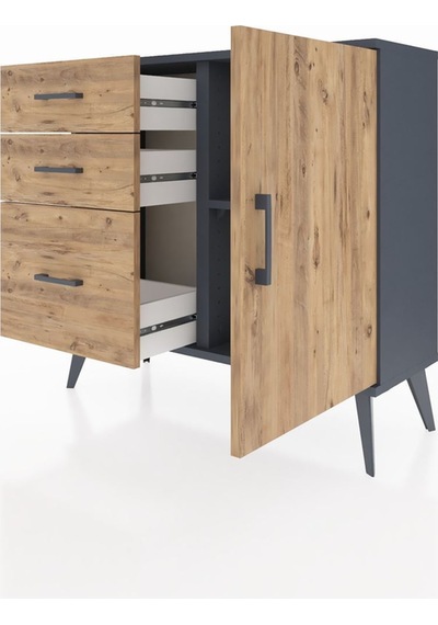 Arges Şifonyer Tek Raflı 3 Çekmeceli Tek Kapaklı 88x30x80 Antrasit-çam Çam Arges Şifonyer Tek Raflı 3 Çekmeceli Tek Kapaklı 88x30x80 Antrasit-çam Çam