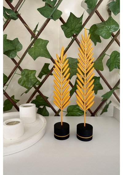 Modern Minimalist Doğa Temalı Yaprak Seti Gold Renkli Dekoratif Obje Gold - 698301863