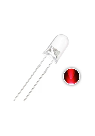 5mm Kırmızı Şeffaf Led - 1 Adet