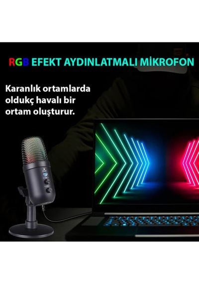 Profesyonel Kardioid Rgb Oyuncu Stüdyo Kayıt Kablolu Podcast Mikr