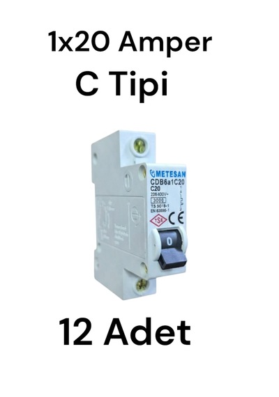 Metesan 1x20amper C Tipi 3ka Sigorta 12 Adet