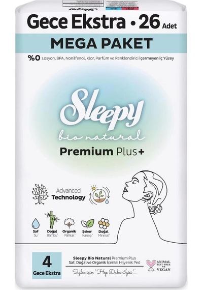 Mey İthalat Bio Natural Premium Plus Mega Ekstra Gece Ped 26 Adet