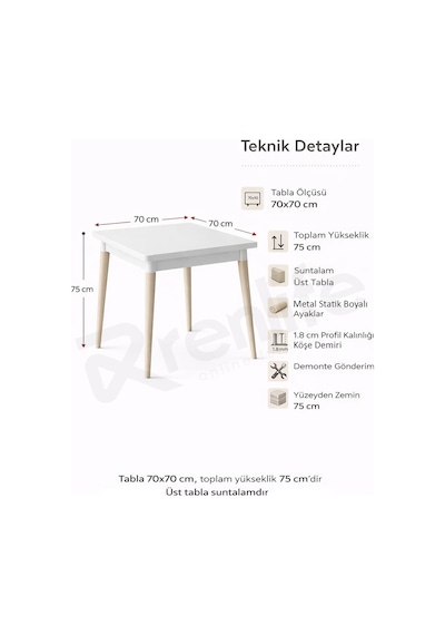 Renlife Küçük Mutfak Yemek Masası 70x70 Kare Metal Ayaklı Modern Masa Antrasit Gri Renlife Küçük Mutfak Yemek Masası 70x70 Kare Metal Ayaklı Modern Masa Antrasit Gri