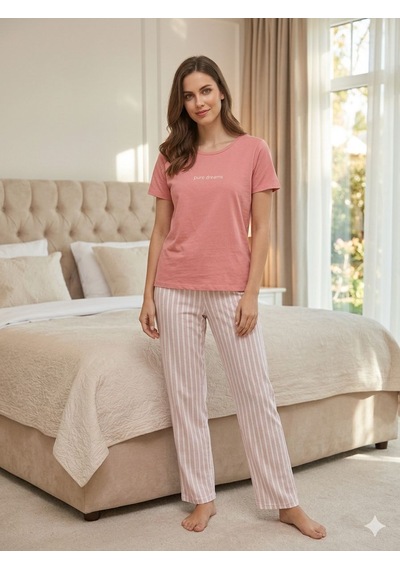 Miressa Çizgili Pijama Takımı PEMBE