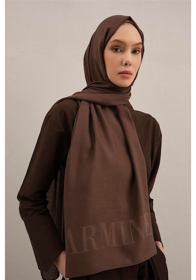 Armine Logo Drop Pamuk İpek Şal 2 Kahverengi