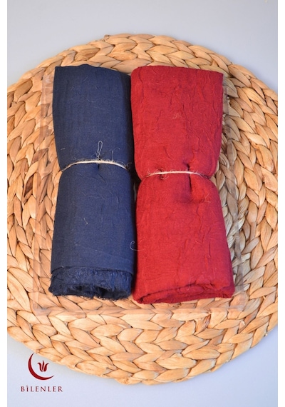 Bilenler Bambu Kraş Şal 75x210 Cm Nefes Alabilir, Terletmez, Tok Duruşlu Mevsimlik Kumaş 2'li Kutu Bordo