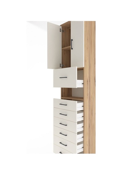 Arges Dolap 3 Raflı 6 Çekmeceli 2 Kapaklı 60x30x243 Çam-aytaşı Atlas Çam