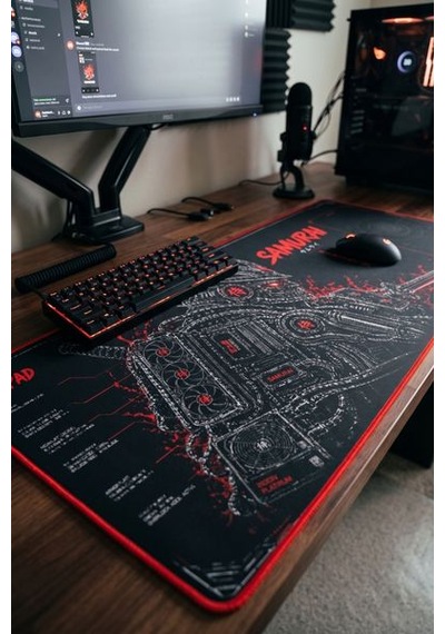 Throne X Pchocasi Voxpad Samurai Edition 90x30 Cm Dikişli Kenar Kaymaz Taban Gaming Mousepad 90x30cm