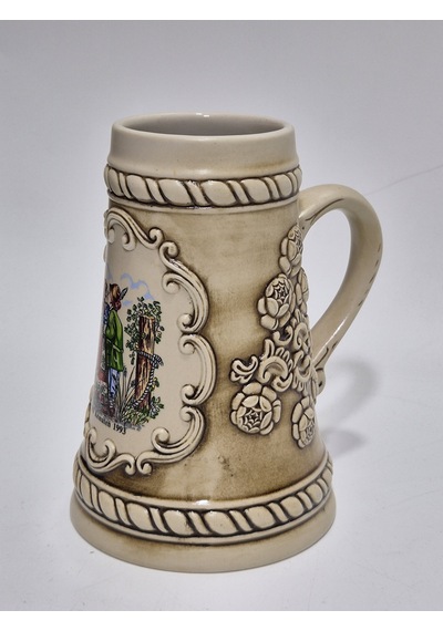 Vintage Tankart Wf Kematen 1993 İbareli Kabartmalı Alman Seramik Bira Bardağı 16,5cm