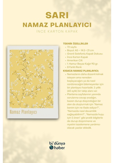 5 Yıllık Namaz Planlayıcı Defterim - Sarı Çok Renkli