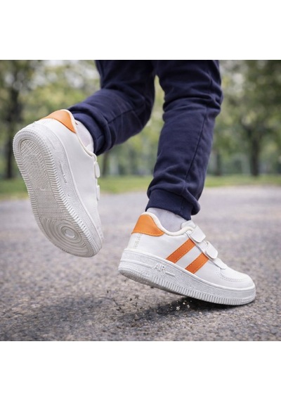 Papucumun Dünyası Günlük Bebek Çocuk Sneaker Cırt Cırt Bantlı Spor Ayakkabı Yürüyüş Ayakkabısı Turuncu
