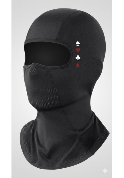 Flex Premium Reflektörlü Siyah Kar Maskesi Maça Kupa Sinek Karo Balaklava Balaclava Motorsiklet Scooter