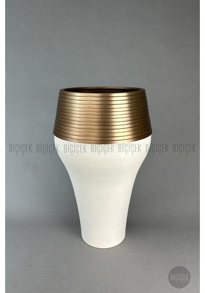 Biçiçek Cleopatra Saksı 70cm Krem Gold