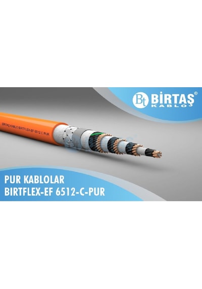 Birtaş Ef6512-cpur-12x0.50 ,kesit 0.50mm² 12-damar/çok Telli Blendajlı Ağırşart Hareketli Pur Kablo