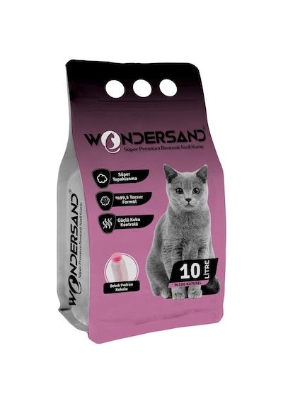 Wondersand Bebek Pudra Kokulu İnce Topaklaşan Bentonit Kedi Kumu 10 L