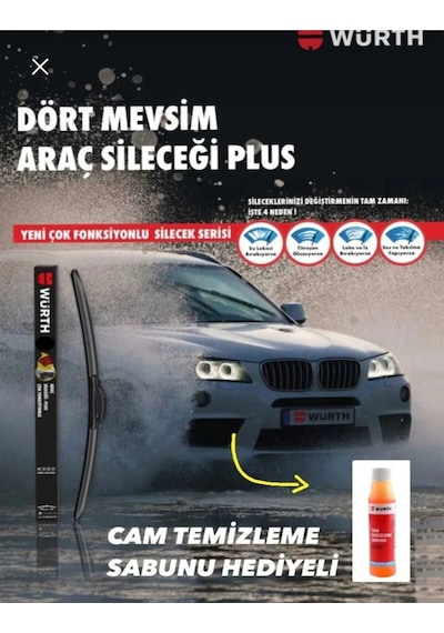 Würth Dört Mevsim Araç Sileceği Plus 325 Mm 13 9 Farklı Aparat Cam Sabunu Hediyeli
