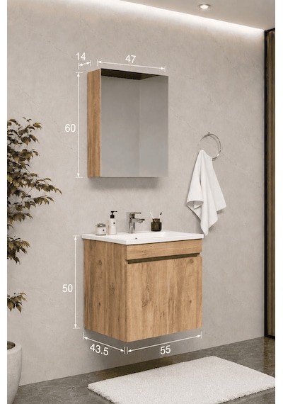 Teta Home Tokyo 55 Cm Mdf Banyo Dolabı Seti Atlantik Çam
