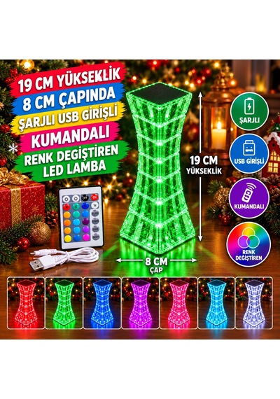 Vıp Yüksek Kalite Renk Değiştiren Kristal Masa Lambası Usb Totch Lamp Kumandalı Yılbaşı Işıkları Renkli