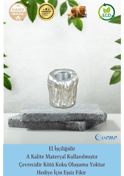 Mumluk Şamdan Tealight Mum Uyumlu Orta Erimiş Mum Model - Gümüş