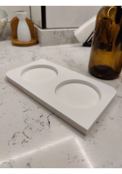 Corian Kırılmaz Mermer 2'li Sabunluk Standı & Yağdanlık Standı