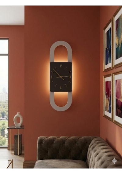 Berlin Ahşap Salon Duvar Saati Pilli Ledli Quartz Ultra Sessiz Mekanizma 28 Cm X 85 Cm Siyah
